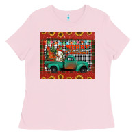 Bubblegum Pink merry christmas farm truck tumbler Ladies Tee - Jasminsmagicworld