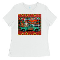 White merry christmas farm truck tumbler Ladies Tee - Jasminsmagicworld