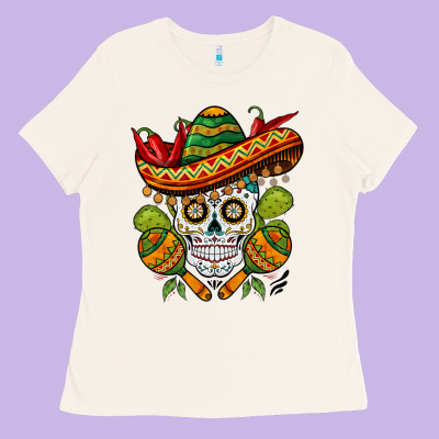 Sombrero Skull Ladies Tee Designed By Barkaloodesign