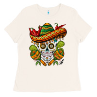 Bone sombrero skull Ladies Tee - BarkalooDesign