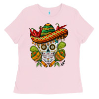 Bubblegum Pink sombrero skull Ladies Tee - BarkalooDesign