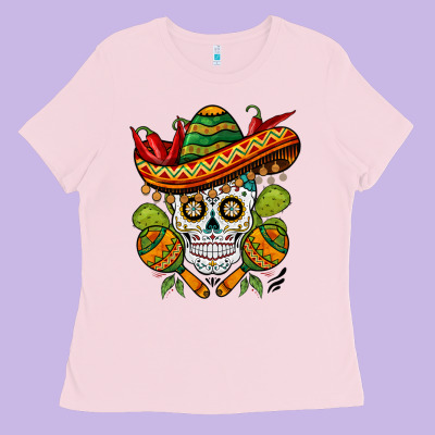 Sombrero Skull Ladies Tee Designed By Barkaloodesign