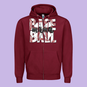 Baseball Mama Zipper Hoodie Designed By Cowhidedigitalart