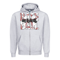 Heather Grey baseball mama Zipper Hoodie - CowhideDigitalArt