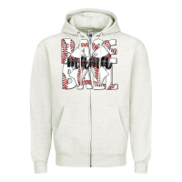 Oatmeal Heather baseball mama Zipper Hoodie - CowhideDigitalArt
