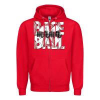 Red baseball mama Zipper Hoodie - CowhideDigitalArt