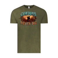 Vintage Olive Cowboys never die Vintage Tee - HowdyJamesFarm