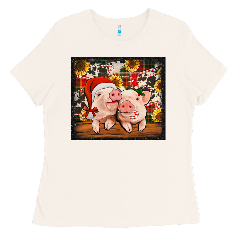 Christmas Pigs Tumbler Ladies Tee by Jasminsmagicworld | Teevron