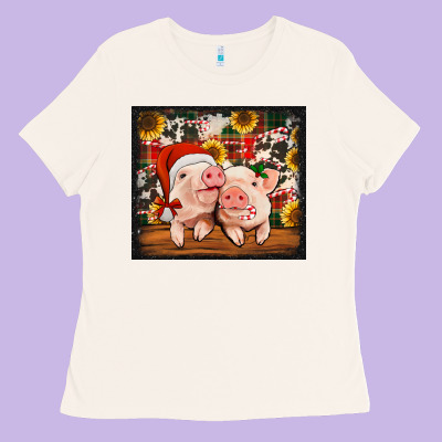 Christmas Pigs Tumbler Ladies Tee Designed By Jasminsmagicworld