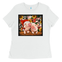 White Christmas pigs tumbler Ladies Tee - Jasminsmagicworld