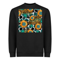 Black gemstone sunflower leopard seamless pattern Heavyweight Sweatshirt - BundleAndBundleShop