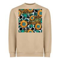 Gemstone Sunflower Leopard Seamless Pattern Heavyweight Sweatshirt | Teevron