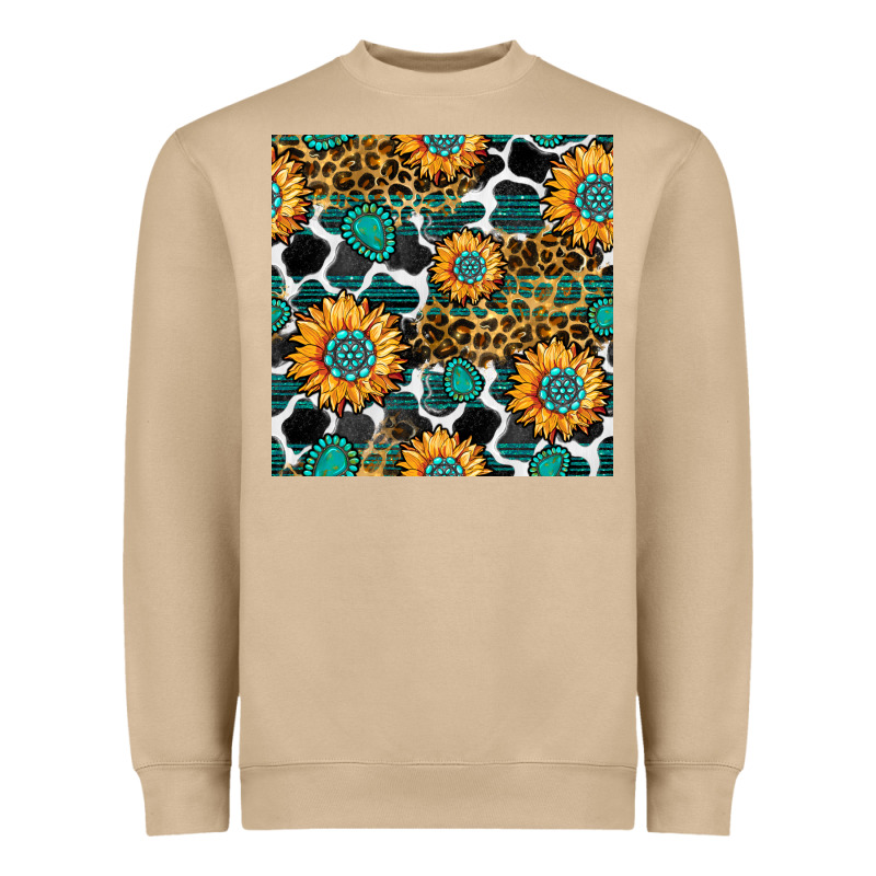 Gemstone Sunflower Leopard Seamless Pattern Heavyweight Sweatshirt by BundleAndBundleShop | Teevron