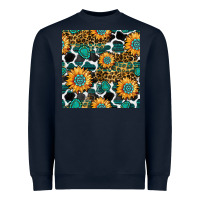 Navy gemstone sunflower leopard seamless pattern Heavyweight Sweatshirt - BundleAndBundleShop