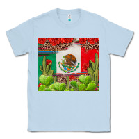 Dusty Blue Mexican Flag Classic Tee - texasbilliewilder