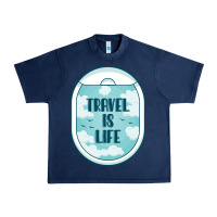 Navy Travel Is Life Funny Traveling Gift Urban Heavy Tee - minhPixels