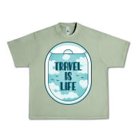 Oil Green Travel Is Life Funny Traveling Gift Urban Heavy Tee - minhPixels