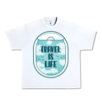 White Travel Is Life Funny Traveling Gift Urban Heavy Tee - minhPixels
