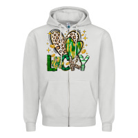 Dove Grey Lucky Saint Patricks Day Zipper Hoodie - CowhideDigitalArt