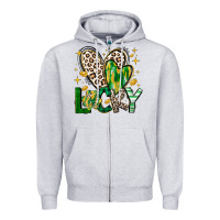 Heather Grey Lucky Saint Patricks Day Zipper Hoodie - CowhideDigitalArt