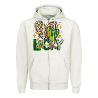 Oatmeal Heather Lucky Saint Patricks Day Zipper Hoodie - CowhideDigitalArt