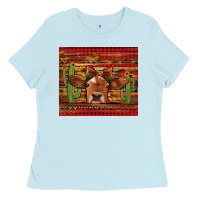 Baby Blue western christmas cow tumbler Ladies Tee - Jasminsmagicworld