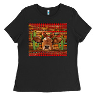 Black western christmas cow tumbler Ladies Tee - Jasminsmagicworld
