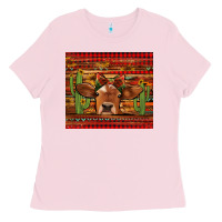 Bubblegum Pink western christmas cow tumbler Ladies Tee - Jasminsmagicworld