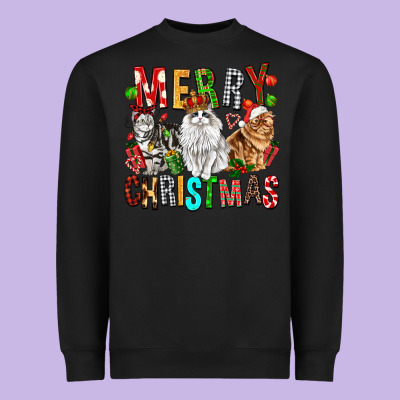 Merry Christmas Cats Heavyweight Sweatshirt Designed By Fadigitalartstudio