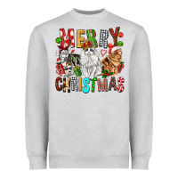 Heather Grey Merry christmas cats Heavyweight Sweatshirt - FaDigitalArtStudio