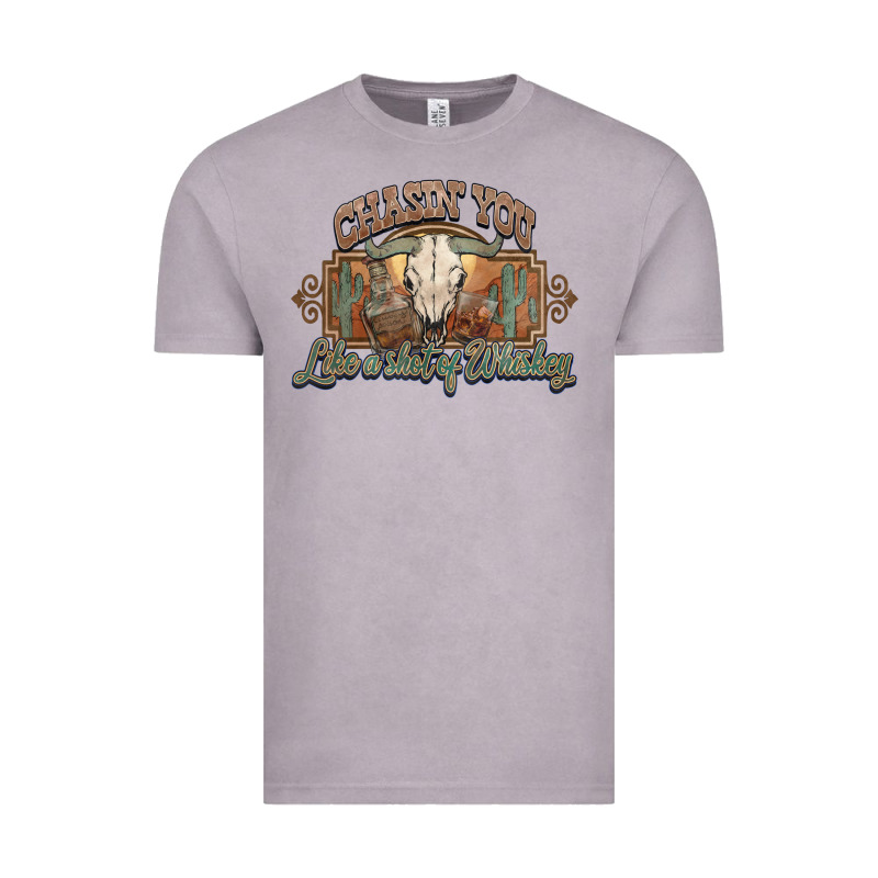Chasin You Like A Shot Of Whiskey Bull Skull Vintage Tee by HowdyJamesFarm | Teevron