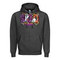 Charcoal Heather boo sheet Zipper Hoodie - CowhideDigitalArt