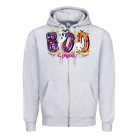 Heather Grey boo sheet Zipper Hoodie - CowhideDigitalArt