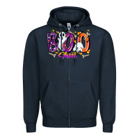 Navy boo sheet Zipper Hoodie - CowhideDigitalArt