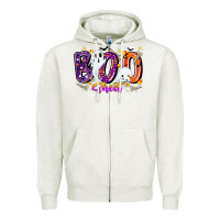 Oatmeal Heather boo sheet Zipper Hoodie - CowhideDigitalArt