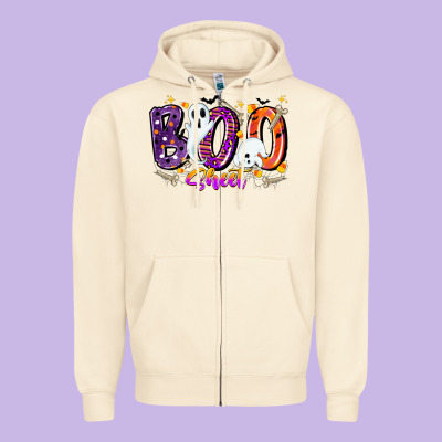 Boo Sheet Zipper Hoodie Designed By Cowhidedigitalart