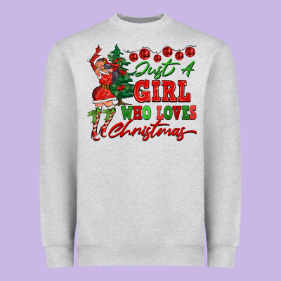 Just A Girl Who Loves Christmas Heavyweight Sweatshirt Designed By Fadigitalartstudio