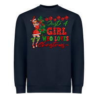 Navy Just A Girl Who Loves Christmas Heavyweight Sweatshirt - FaDigitalArtStudio