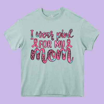 I Wear Pink For My Mom Heavy Core Tee Designed By Jahusdesignshop