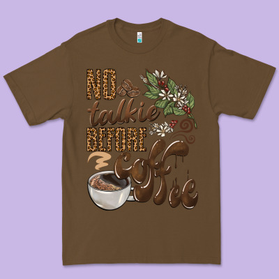 No Talkie Before Coffee Premium Tee Designed By Barkaloodesign