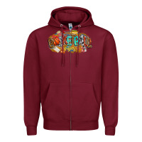 Burgundy basketball vibes Zipper Hoodie - CowhideDigitalArt