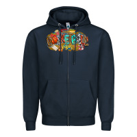 Navy basketball vibes Zipper Hoodie - CowhideDigitalArt