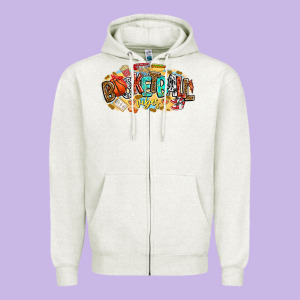 Basketball Vibes Zipper Hoodie Designed By Cowhidedigitalart