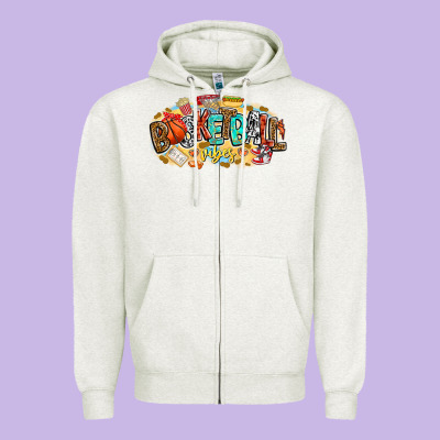 Basketball Vibes Zipper Hoodie Designed By Cowhidedigitalart