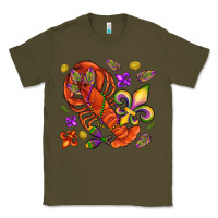 Army Green Crawfish and fleur de lis Classic Tee - NancyCooperArtShop