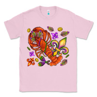 Bubblegum Pink Crawfish and fleur de lis Classic Tee - NancyCooperArtShop