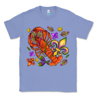 Colony Blue Crawfish and fleur de lis Classic Tee - NancyCooperArtShop