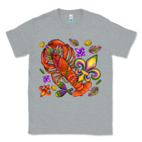 Heather Grey Crawfish and fleur de lis Classic Tee - NancyCooperArtShop