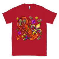 Red Crawfish and fleur de lis Classic Tee - NancyCooperArtShop