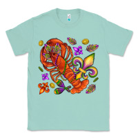 Seafoam Crawfish and fleur de lis Classic Tee - NancyCooperArtShop